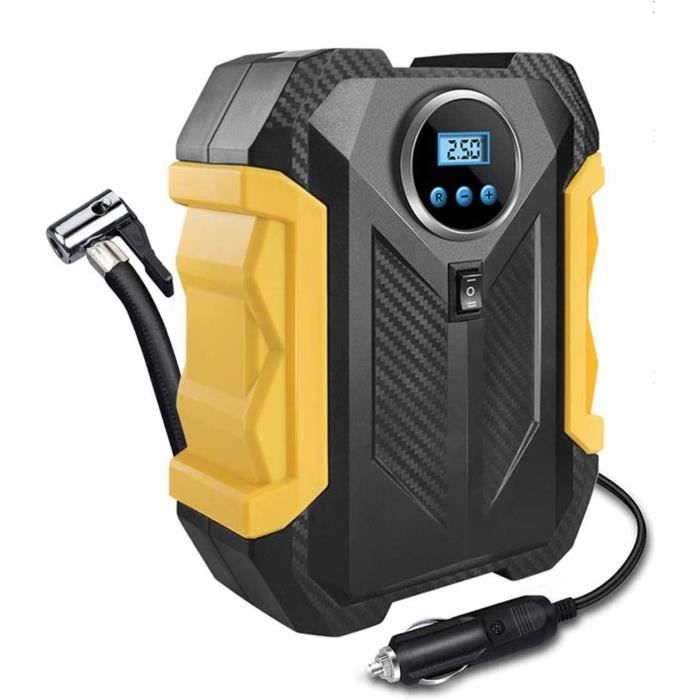 Compresseur Air 12V Portable 150 PSI - Gonflage Pneus Voiture, Vélo, Affichage Numérique, LED, 4 Adaptateurs