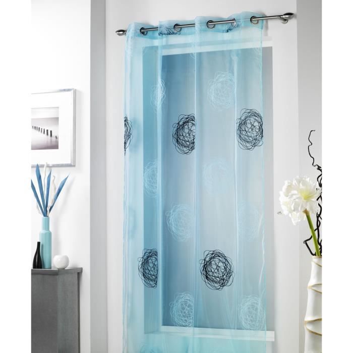 Voilage Tamisant En étamine Unie - Bleu Canard - 140x240 Cm - Polyester