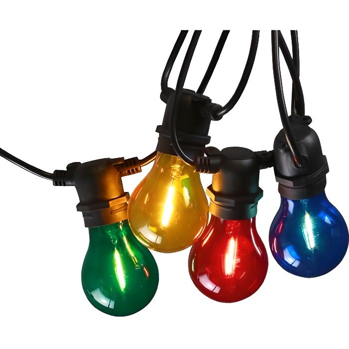 guirlande guinguette deluxe 4,5m multicolore - skylantern - 10 ampoules led - extérieur