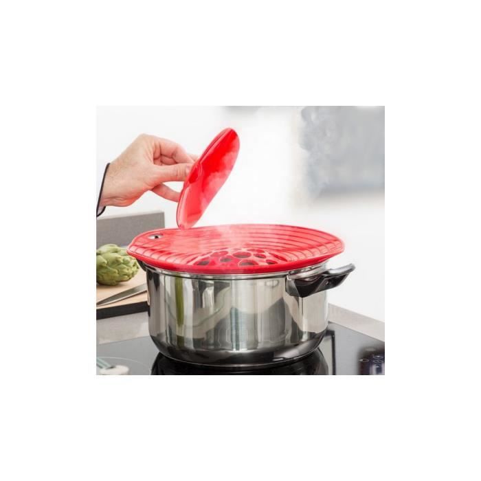 Couvercle Silicone poêle casserole anti débordements et éclaboussures  compatible micro-ondes et lave-vaisselle 391