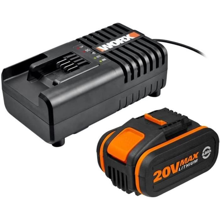 Kit Démarrage Pack Batterie Chargeur Rapide 20v Powershare Wa3604 (1 X 20v-4ahn Charge 1h Témoin D