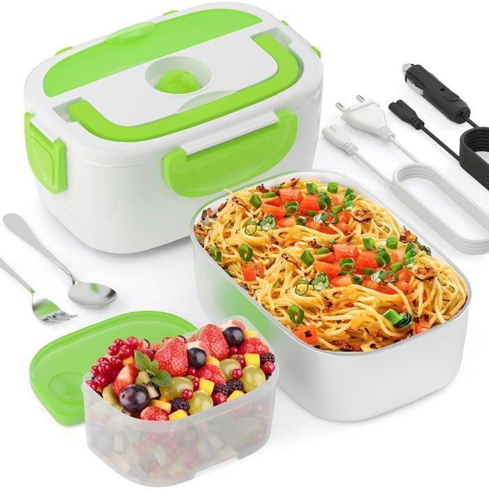 électrique lunch box chauffante gamelle 1.5l 3 en 1 boîte chauffante 12v 24v 220v 40w avec sac isotherme repas