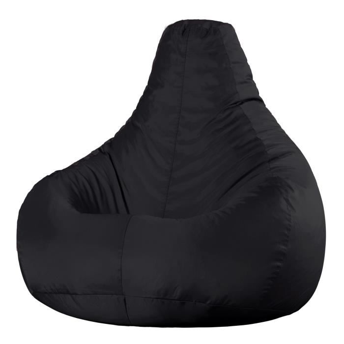 pouf fauteuil recliner - veeva - textile tissé - résistant à l’eau - noir