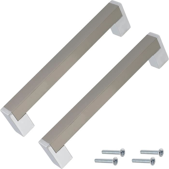 Lot de 2 poignées de porte ou tiroir de meuble en plastique satiné