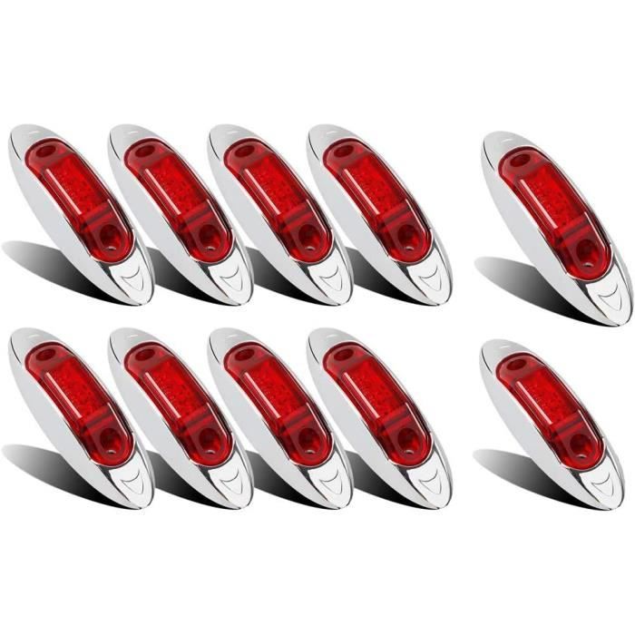 Lot De 4 Feux De Gabarit LED 12-24V Pour Camion, Caravane, Remorque - Blanc & Rouge