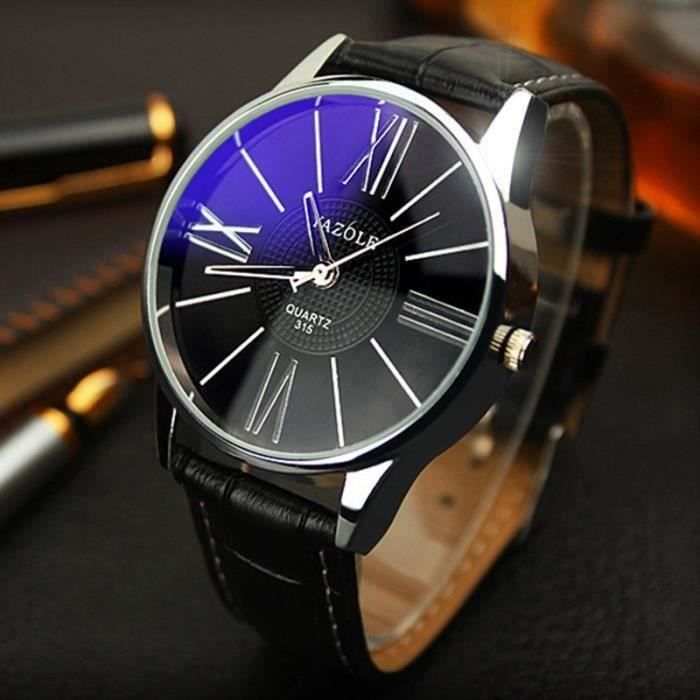 LN LENQIN Montre Homme Quartz Analogique Cuir - Étanchéité 30m, Design Élégant Affaires, Calendrier, Montre Bracelet Mode Homme