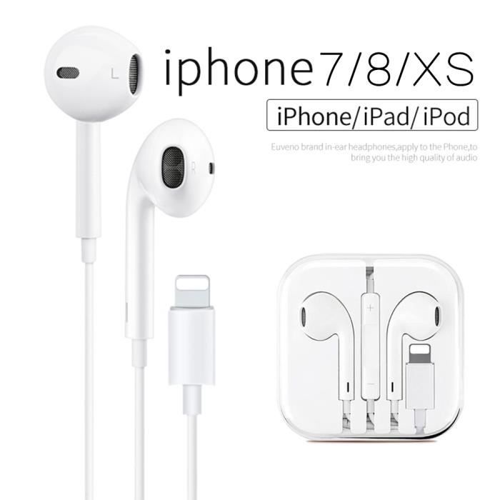 1 Pack Écouteurs avec Micro Compatible avec iPhone 7 / 7Plus / 8/8 Plus/X/iPhone XS Max Stéréo Casque decoute avec Télécommande Connectivité Bluetooth Enchanter Ecouteur Intra Auriculaires 