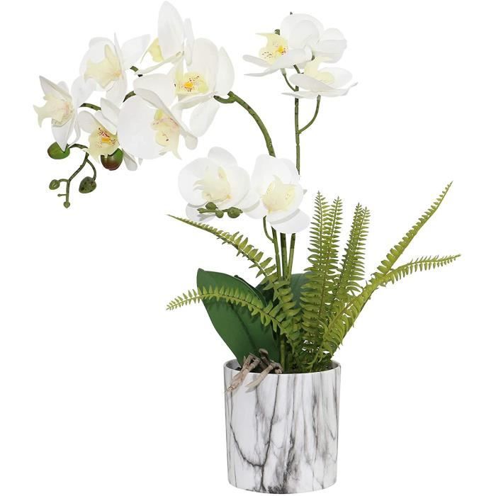 Artificielle Plante Orchidée Blanc Plante Pot 45 cm Fausse Soie fleur artificielle