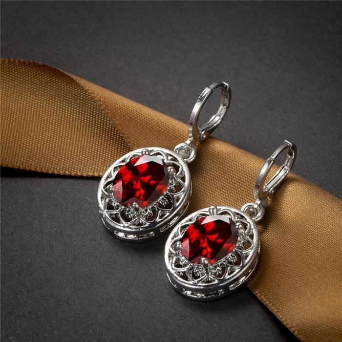 Rouge - Boucles'oreilles en cristal arc en ciel pour femmes, créoles de ...