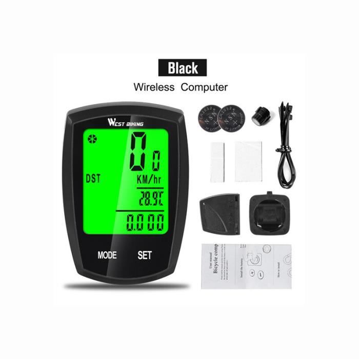 Compteur De Vélo Sans Fil, Rétroéclairage LCD, Compteur De Velo Sans Fil Retroeclairage Lcd Compteur De Vitesse Et Odometre Grand Ecran Etanche Ipx67 98416230