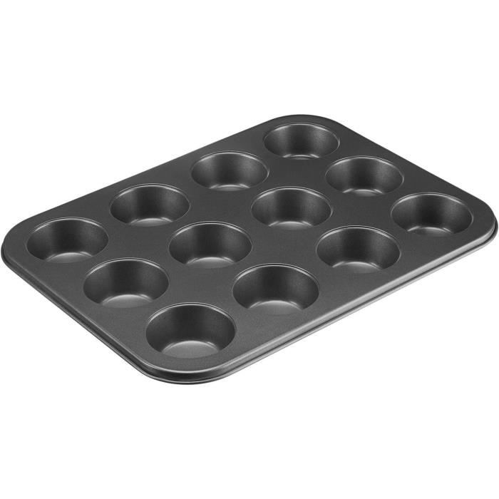 Moule à Muffins Géants 6 Cavités - Revêtement Antiadhésif Granit Noir - Pour Muffins/Cupcakes