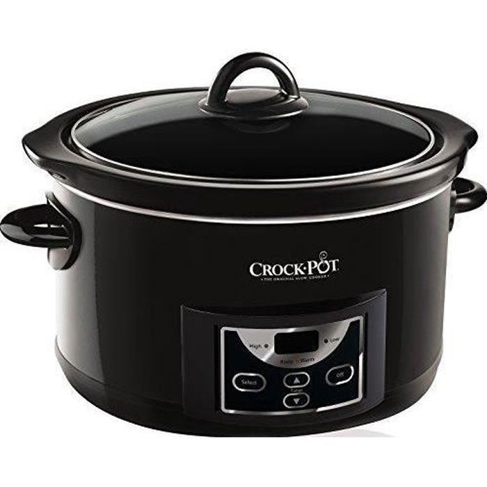 Crock-Pot SCCPRC507B-050 Mijoteuse numérique avec cocotte Four-4,7L (4-5 Personnes) -Compatible Lave-Vaisselle, Noir Brillant