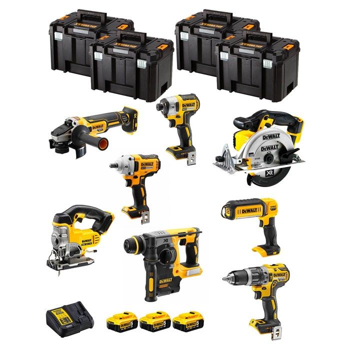 Kit d'outils électriques DeWALT Kit DWK800T 9 machines sans fil avec batteries 5 Ah Gamme XR