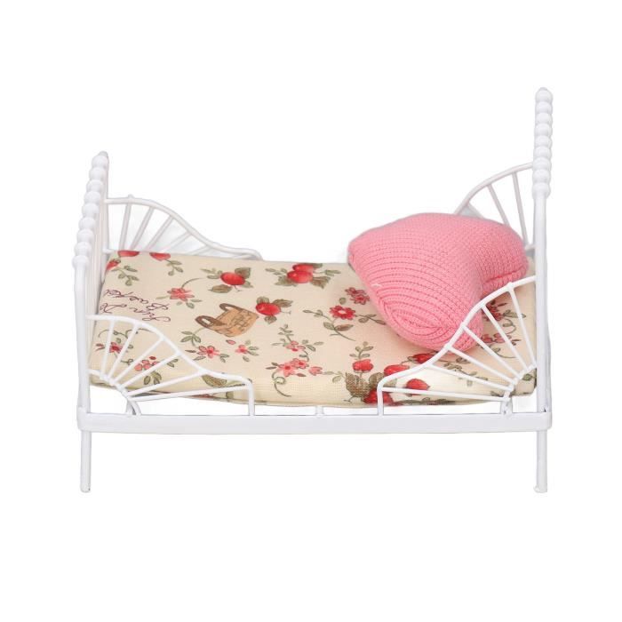 Generic Mini Maison de Poupée, Meubles de Chambre à Coucher, Jouet avec Artisanat en Bois Exquis, Accessoire de Décoration Blanc et Marron pour Chambre de Poupée (Brun