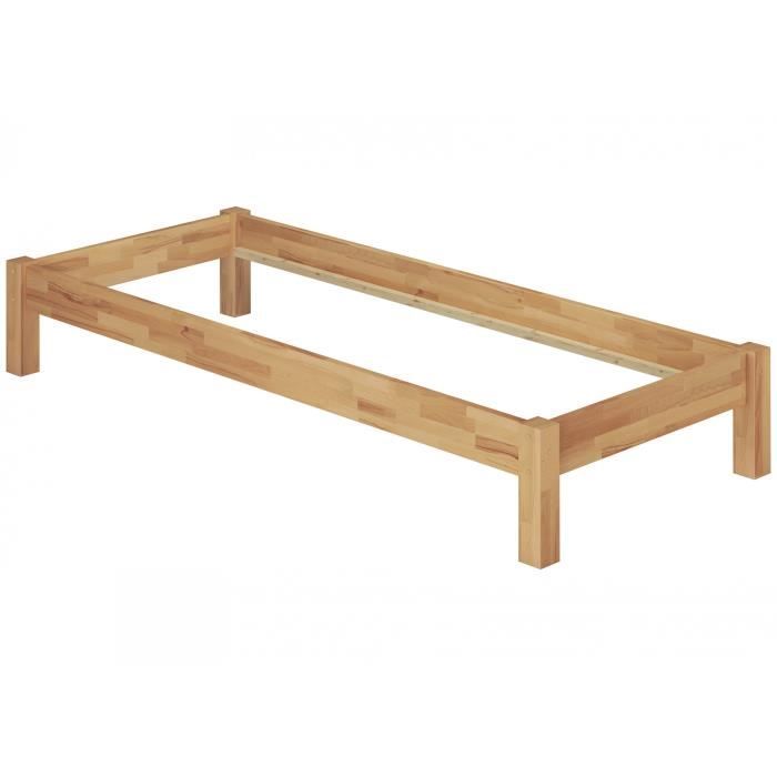 Lit simple style futon en hêtre naturel 90x200 structure de lit sans literie 60.84-09oR Lit simple style futon en hêtre naturel 90x200 structure de lit sans literie 60.84-09oR