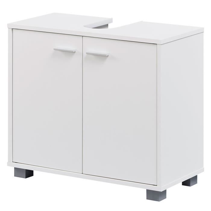 finebuy évier armoire avec 60x55x30 cm blanc meuble vasque a poser design bain