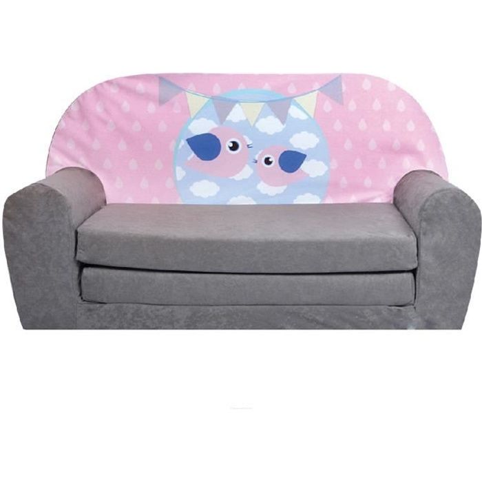 Sofa enfant convertible - FORTISLINE - Gris - Tissu microfibre - Mousse polyuréthane - 78 cm - 45 cm Sofa enfant convertible - FORTISLINE - Gris - Tissu microfibre - Mousse polyuréthane - 78 cm - 45 cm