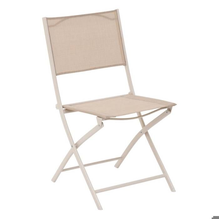 Lot de 4 chaises de jardin pliantes Modula lin et argile - Hespéride Lot de 4 chaises de jardin pliantes Modula lin et argile - Hespéride
