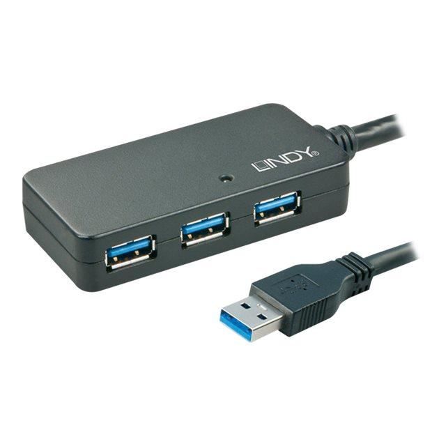 Rallonge active USB 3.0 Pro 10m avec Hub 4 ports