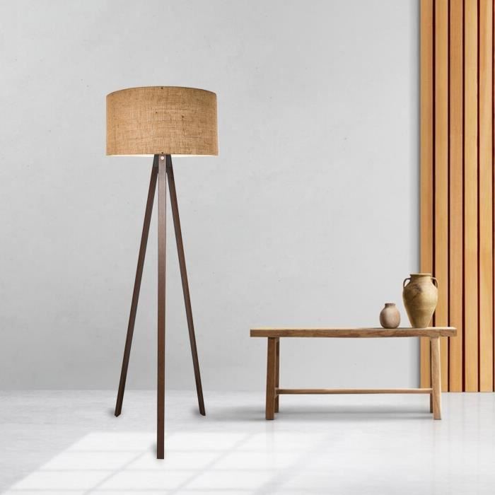 Lampadaire Newport hauteur 140 cm E27 effet bois marron