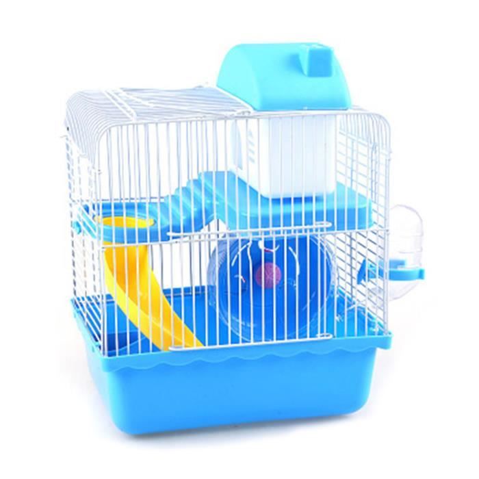 minifinker cage de hamster cage à hamster à 2 niveaux, grand espace, conception à châssis haut, cage d' pour animalerie jouet bleu