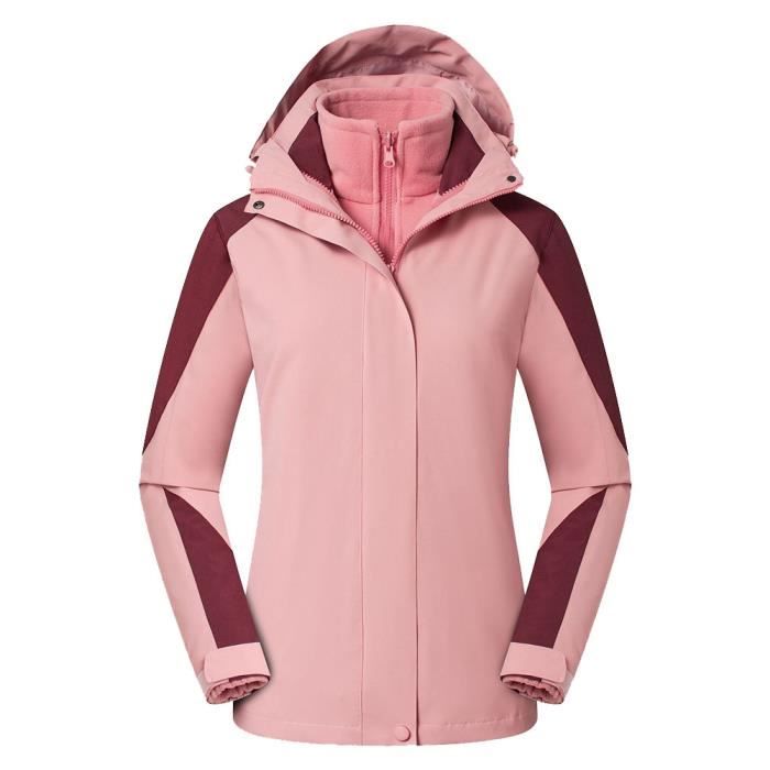 Veste Imperméable Femme à Capuche Doublure Polaire - Taille 56 (M/L) - Couleur Mûre