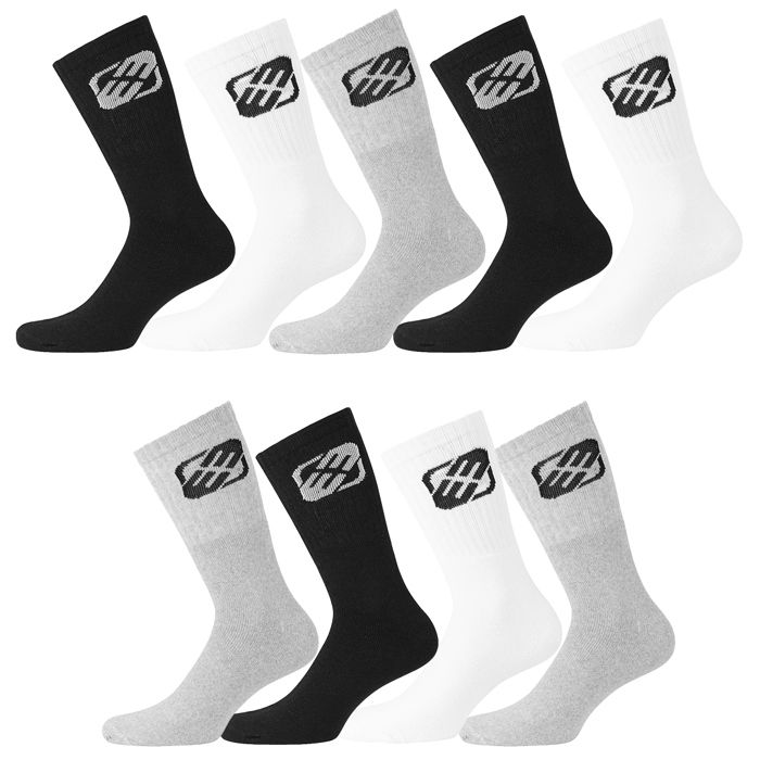 Chaussettes hautes homme multi sport FREEGUN Lot de 9 gris noir blanc