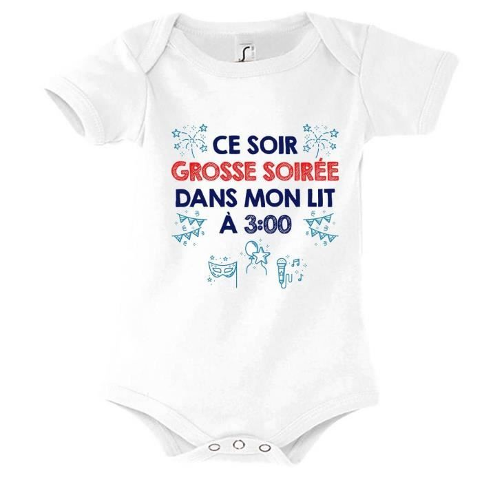 Body Bébé - Humour - Grosse Soirée Dans Mon Lit - 100% Coton - Ultra Doux - Oeko-Tex Blanc