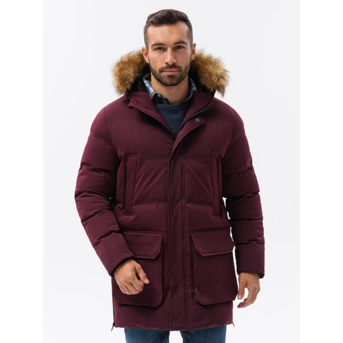 Manteau Hiver Matelassé pour Homme avec capuche à fourrure et