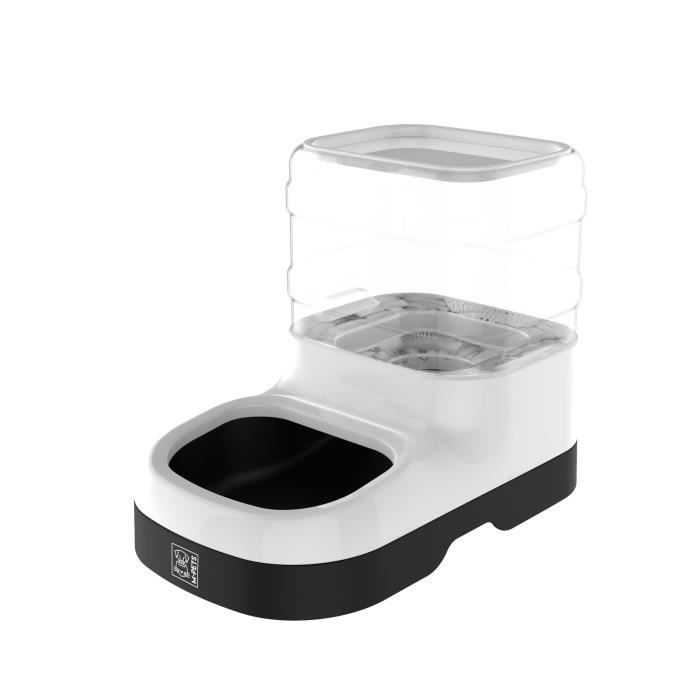 Comparer les prix de MPETS Distributeur de croquettes NILE - Pour chien et chat - 1500ml - Noir et blanc