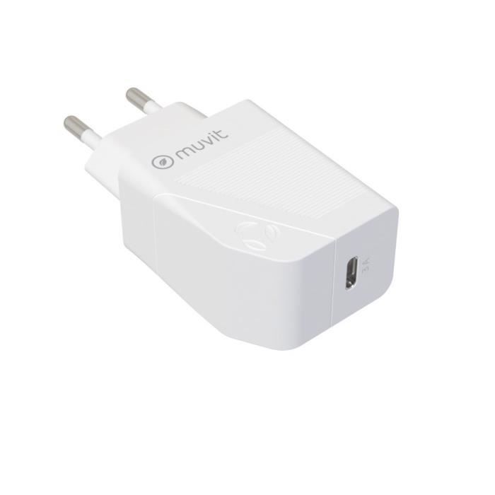 MUVIT FOR CHANGE PACK CHARGEUR SECTEUR PD 20W + CABLE USB-C BLANC