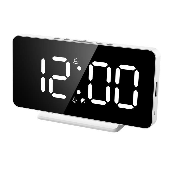 Réveil Numérique, Alarm Réveil LED avec thermomètre, Date, Snooze, Luminosité réglable (Noir)