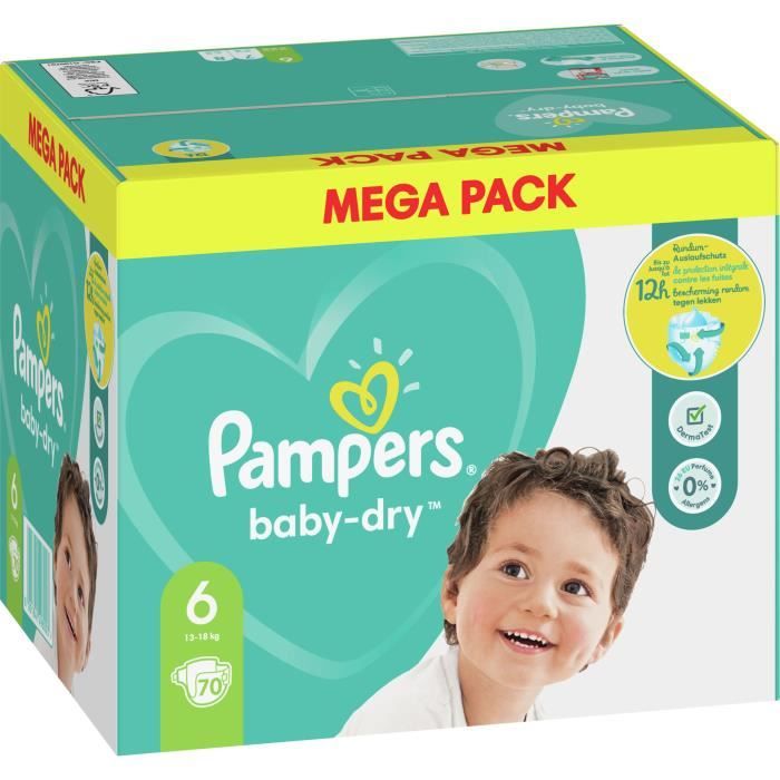 Pampers BabyDry Taille 6, 70 Couches Cdiscount Puériculture & Eveil bébé