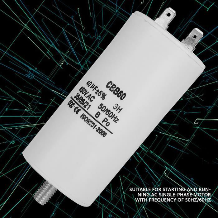 Condensateur de Pompe à Eau 450V Condensateur de Pompe à Eau CBB60 450V 40uf pour Machine à
