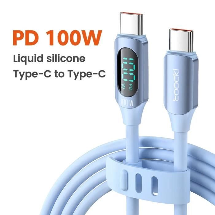Cable USB C To C De 100W Con Pantalla LED, Carga Rápida Para IPhone 16, Samsung Galaxy, MacBook Y Más. ¡Mira La Potencia En Tiempo Real! 2 Metros De Largo.