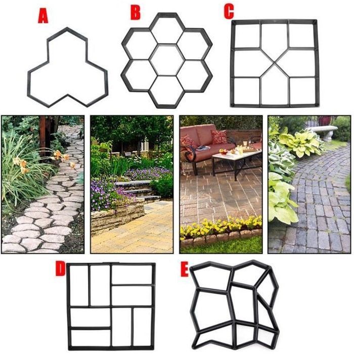 Jardin Bricolage En Plastique Chemin Maker Pavement Modèle Béton Stepping Stone Ciment Moule Brique - style C