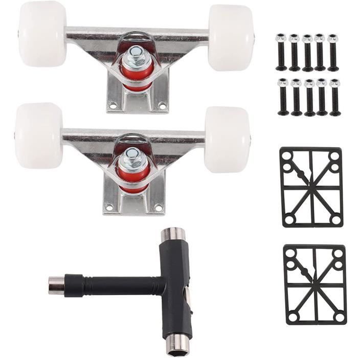 Lot 2 Trucks Skateboard 26cm - Avec Roues 70mm Et Roulements ABEC-9