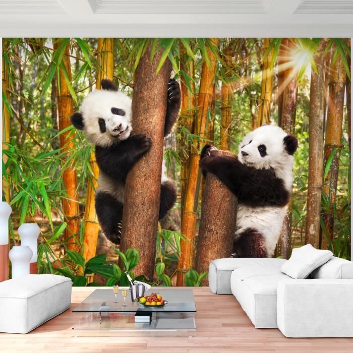Papier Peint Intissé Runa Art 308x220 Cm - Forêt De Bouleaux En Noir Et Blanc - Moderne, Chambre Salon