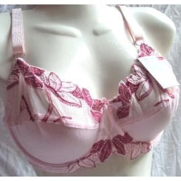 Soutien gorge rose rebrodé framboise Taille 90D Rose - Prêt-à