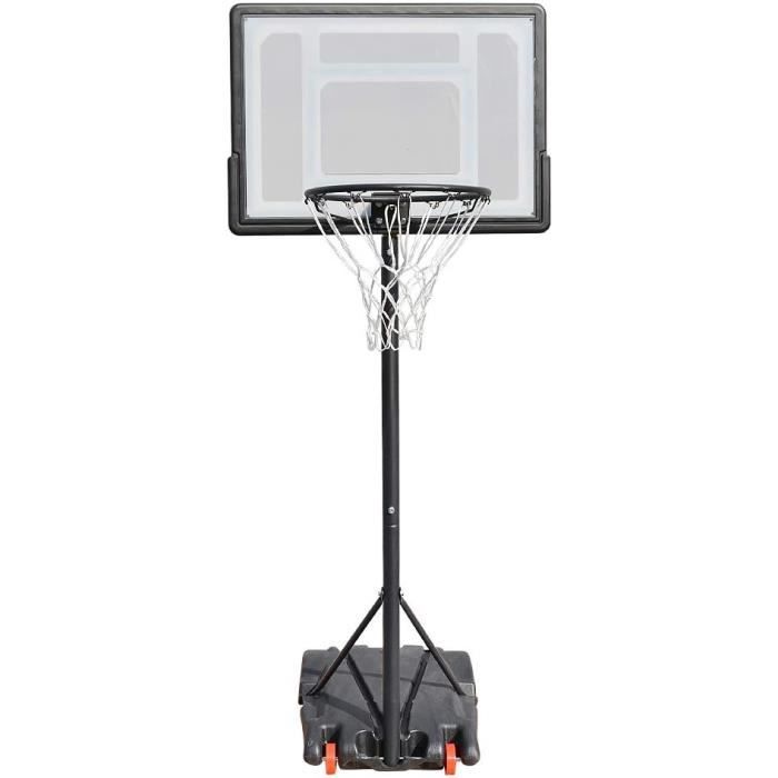 Homcom - Panier De Basket-Ball Sur Pied Avec Poteau Panneau, Base De Lestage Sur Roulettes Hauteur Reglable 21 25 M Noir Blanc