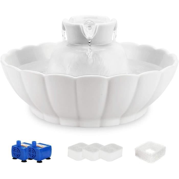 Fontaine à Eau En Céramique Pour Chat VEVOR - 2,1L, Pompe Silencieuse, Filtration Multicouche, Accès 360°