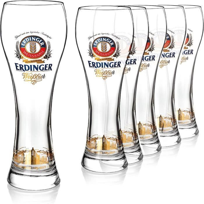 Ensemble original de verres à bière de blé ERDINGER 0,5 l - 6 verres à bière  de blé 0,5 l - verres à bière de blé idéaux - verre14 - Cdiscount Maison