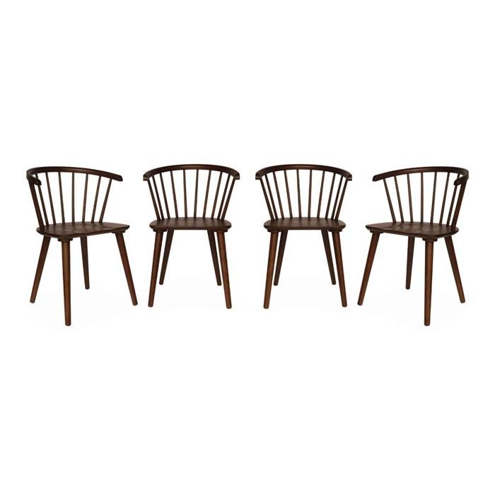 Lot de 4 chaises noyer à barreaux en bois et contreplaqué. Paula. L 51 x P 53 x H 75cm Lot de 4 chaises noyer à barreaux en bois et contreplaqué. Paula. L 51 x P 53 x H 75cm