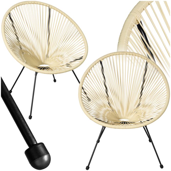 Fauteuils de jardin - TECTAKE - Lot de 2 chaises de jardin SANTANA avec Cordage élastique en polyéthylène 705 x 69 x 78 cm - Beige