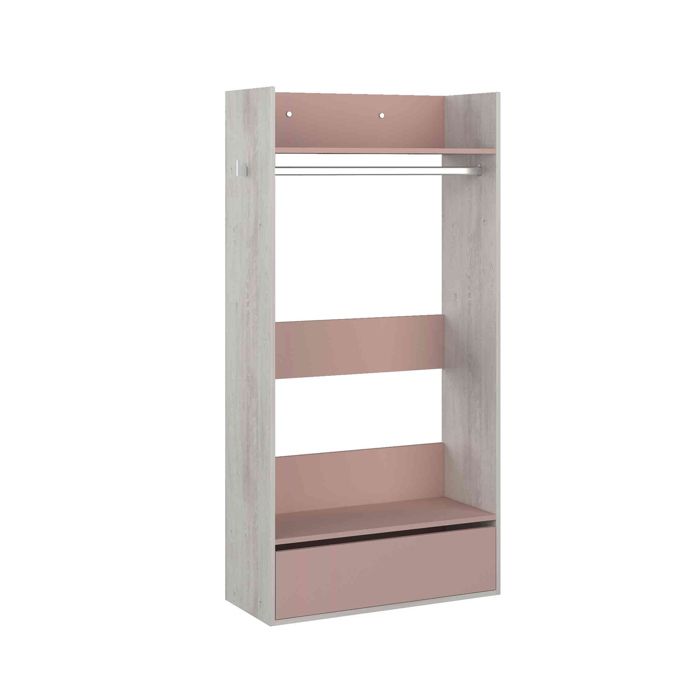 Dressing enfant en bois grisé et rose - DR9020 - Rose - Terre de Nuit