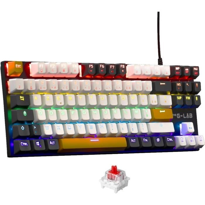 THE G-LAB Combo MERCURY RGB Gaming Filaire Blanc Clavier mécanique TKL +  Souris avec Quadrimedia