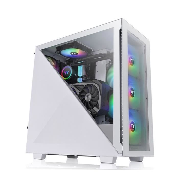 Boîtier PC - THERMALTAKE - Divider 300 TG Snow ARGB - Midi Tower - Blanc - ATX micro ATX Mini-ITX
