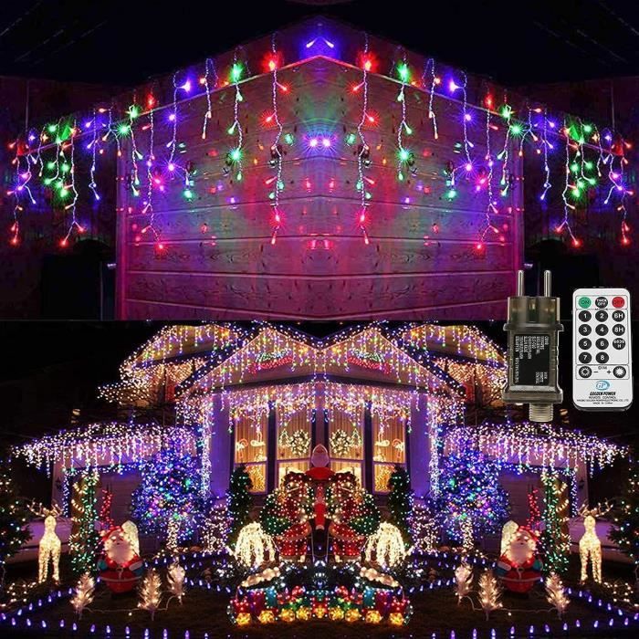 Rideau Lumineux Noel Exterieur, 7.5M 200 Led Guirlande Lumineuse Vec 8 Modes Et Minuterie, Ip44 Rideau Lumineux Noel Exterieur, 7.5M 200 Led Guirlande Lumineuse Vec 8 Modes Et Minuterie, Ip44