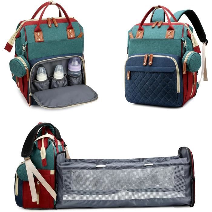 Sac à Dos à Langer Pour Bébé - Grande Capacité, Isotherme, Imperméable - Idéal Pour Les Voyages, Bleu Marine