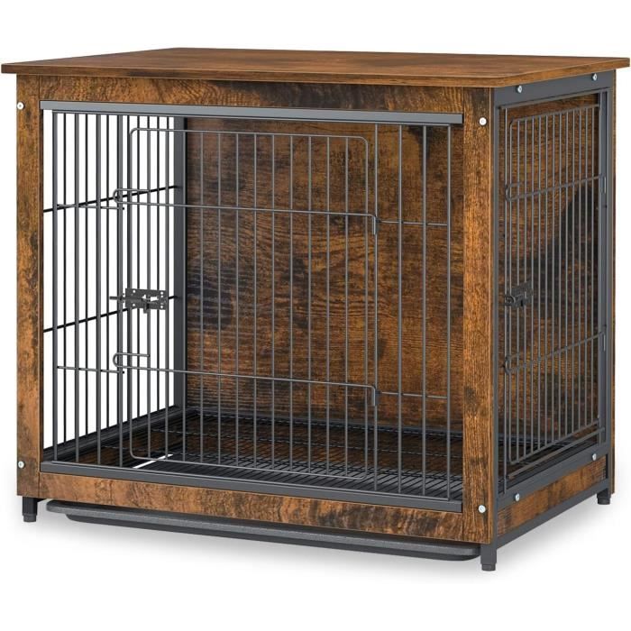 Comparer les prix de Cage pour Chien Petite Taille Cage Chien Intérieur Meuble Caisse en Bois MDF pour Chiens 63x51x59cm